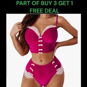 🫦💝BE MINE - Lghtweight Velvet Pink Sexy Holiday Lingerie Pushup Bra Panty NWT